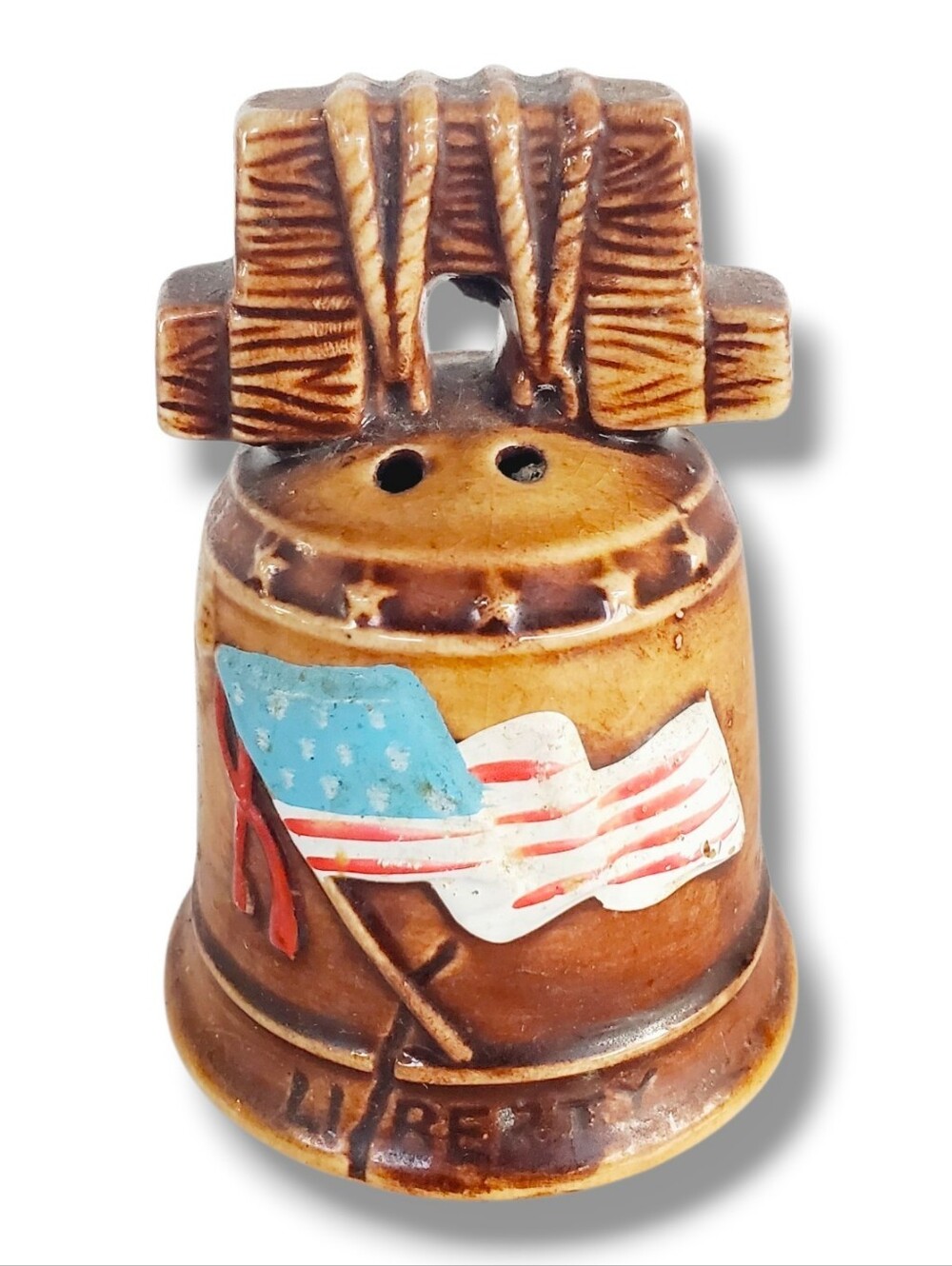 Vintage LIBERTY BELL SALT SHAKER Ceramic BICENTENNIAL Collectible
